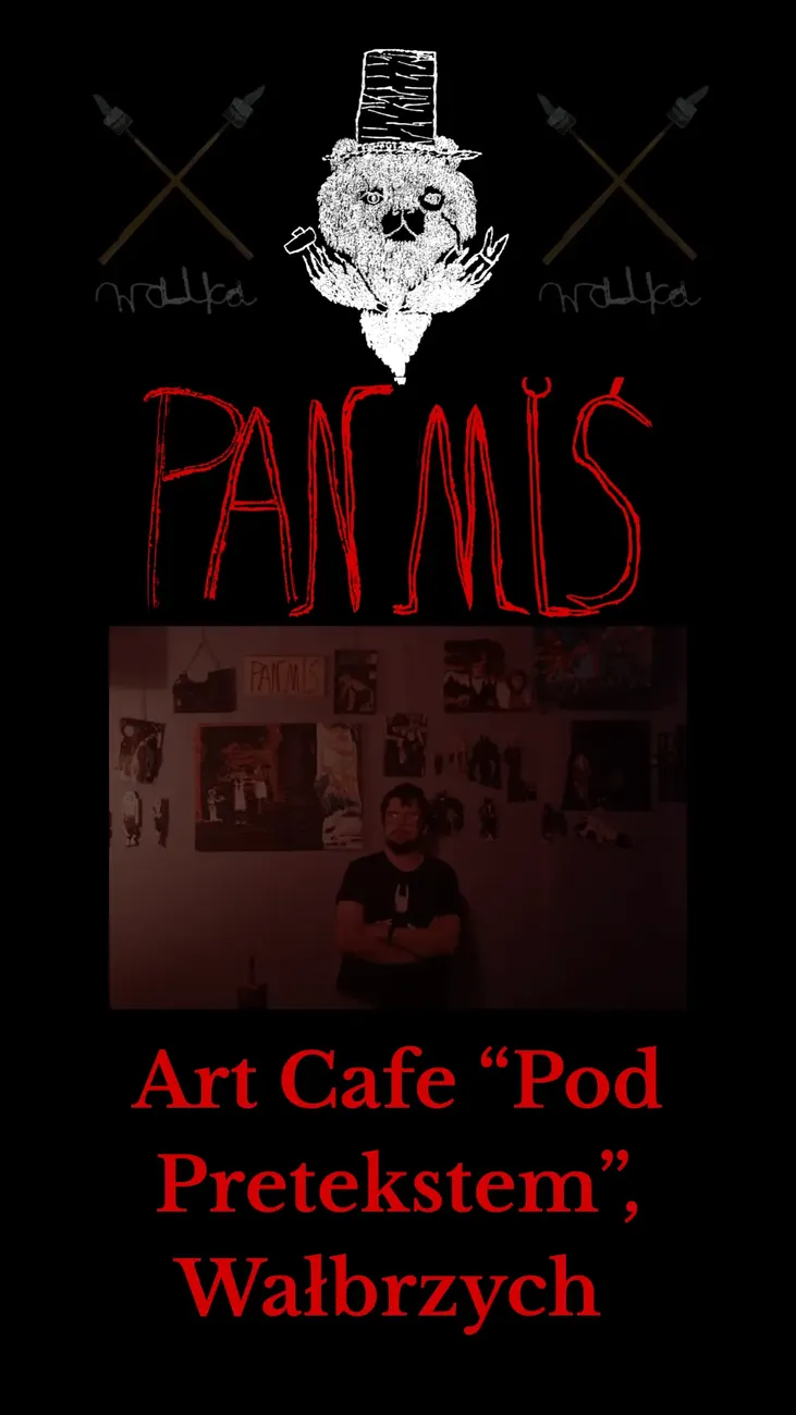 Plakat wystawy w Art Cafe Pod Pretekstem w Wałbrzychu
