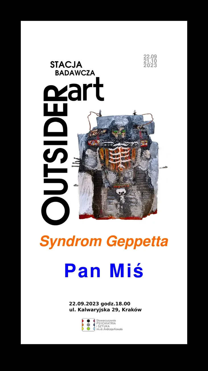 Plakat wystawy Syndrom Geppetta w Stacji Badawczej Outsider Art