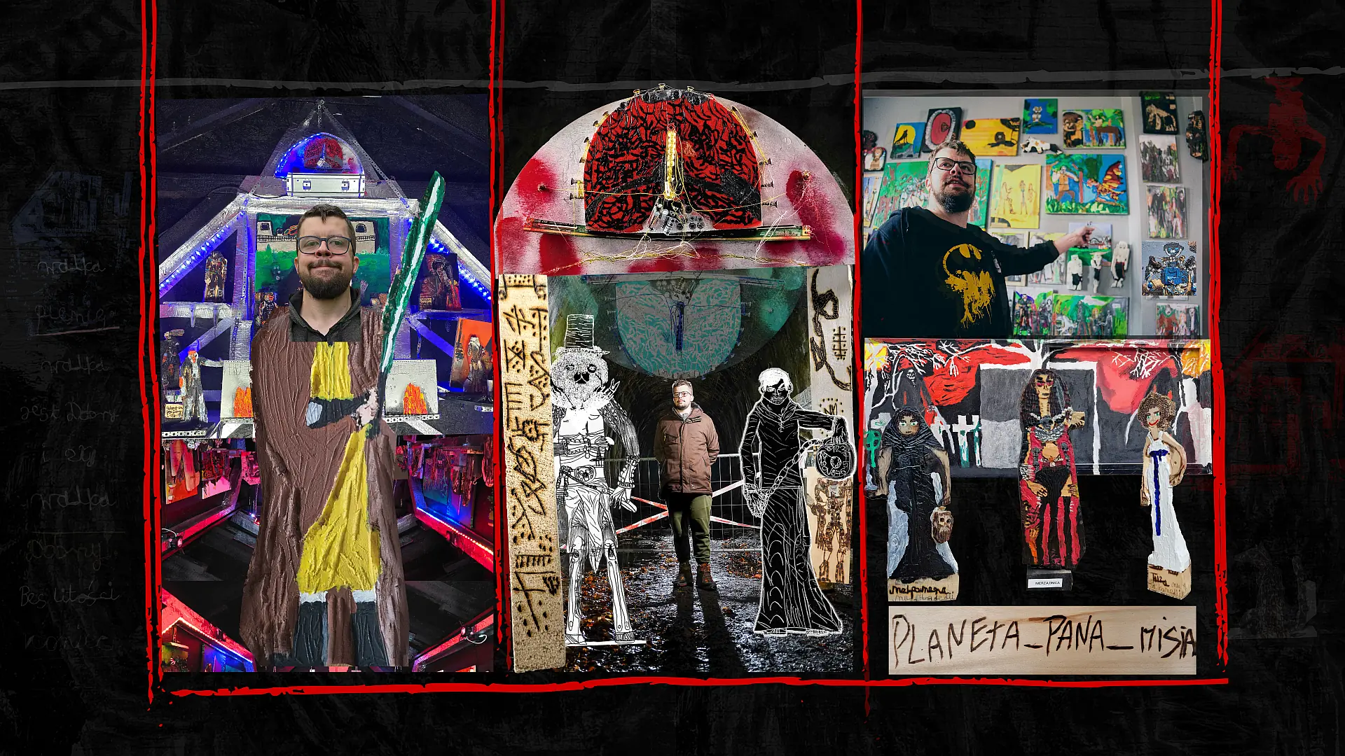 Artystyczny kolaż przedstawiający świat Planety Pana Misia