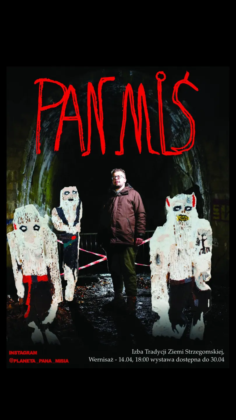 Poster for Pan Miś exhibition in Strzegom